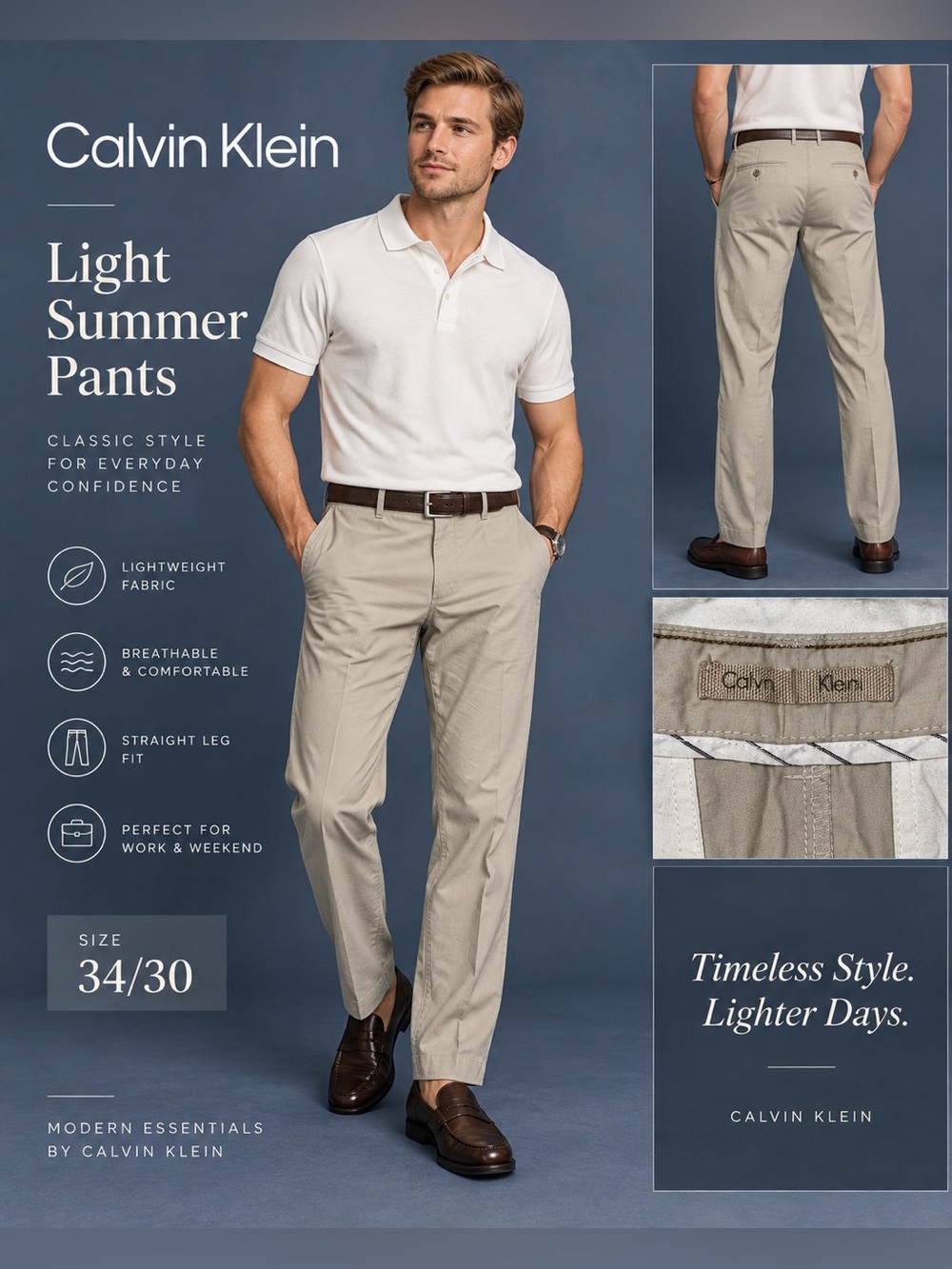 Calvin Klein light summer pants 34/30 length